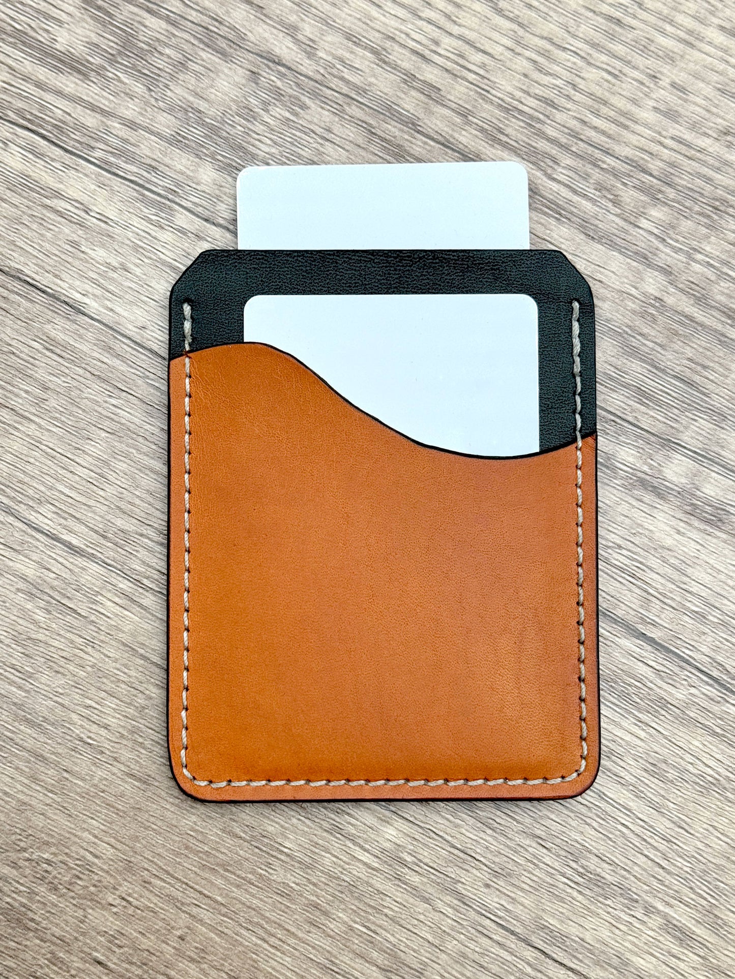 Stinson Slim - 2 Pocket Slim Card Wallet - Black with Caramel Pocket