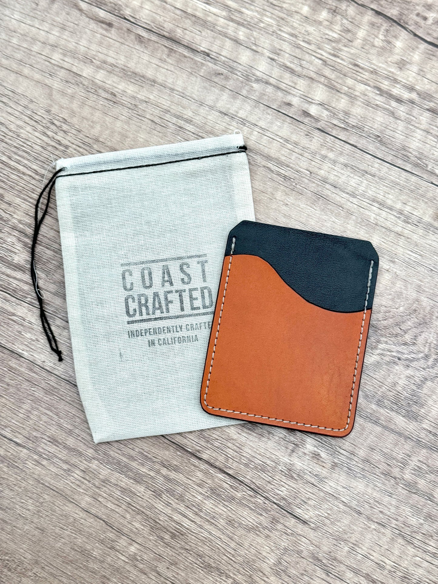 Stinson Slim - 2 Pocket Slim Card Wallet - Black with Caramel Pocket