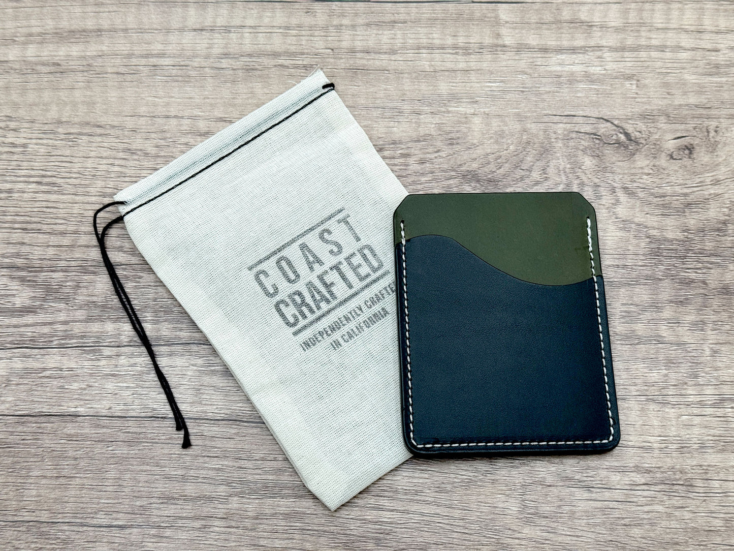 Stinson Slim - 2 Pocket Slim Card Wallet - Olive Green with Black