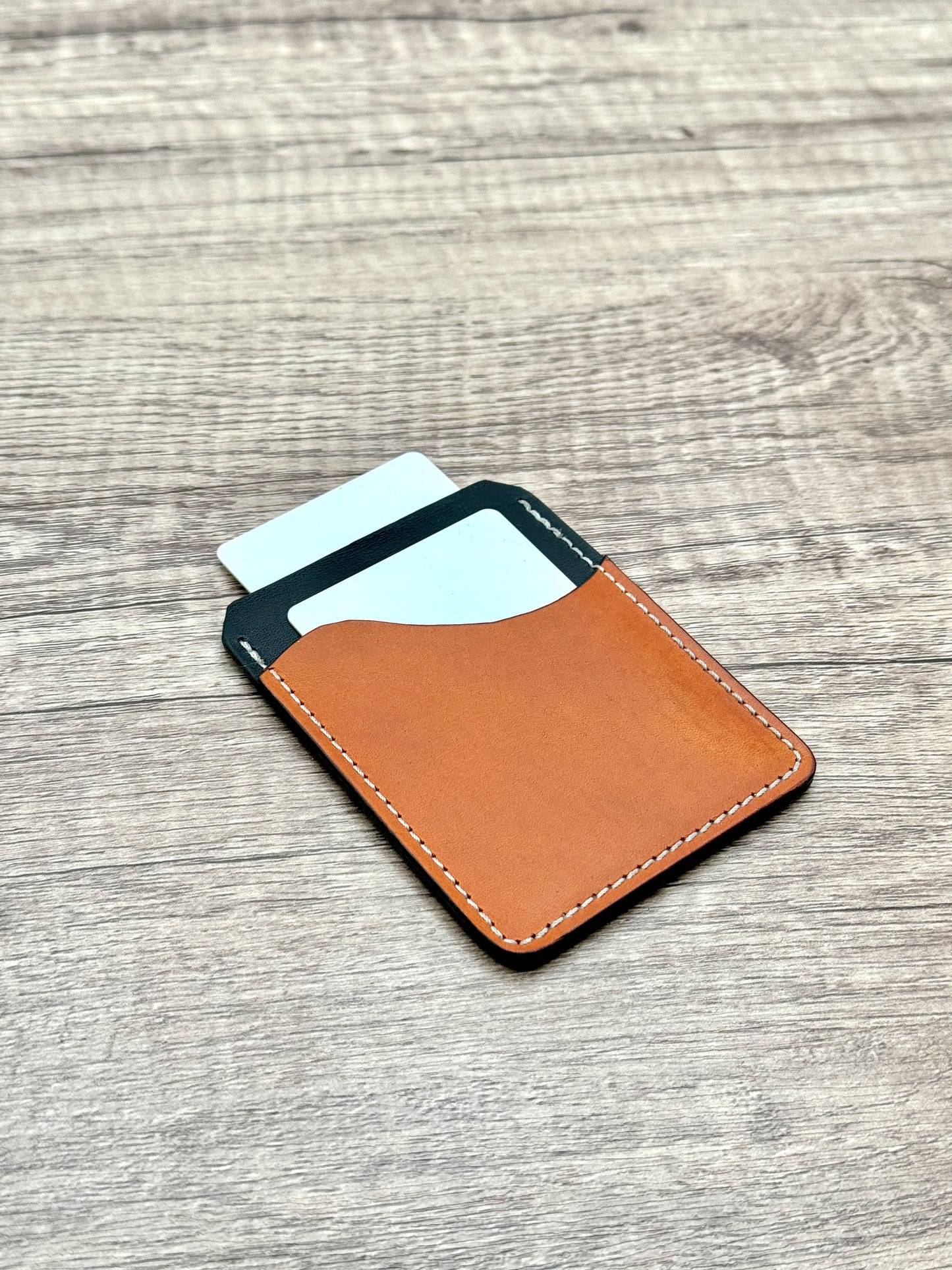 Stinson Slim - 2 Pocket Slim Card Wallet - Black with Caramel Pocket